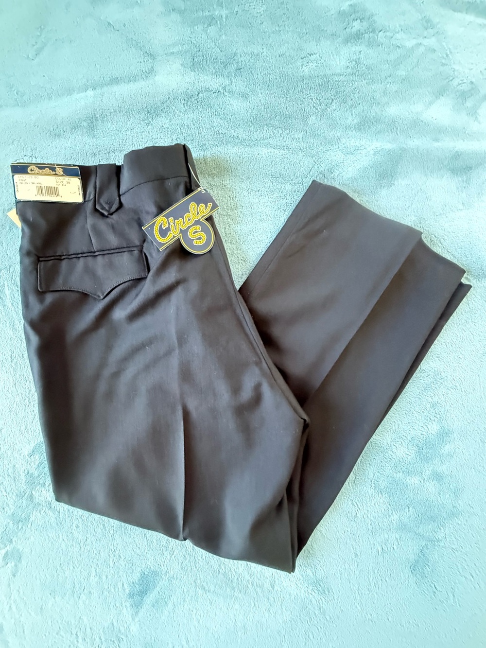 Vintage 80s Circle S Black Poly-Wool Blend Western Style original tags size 38